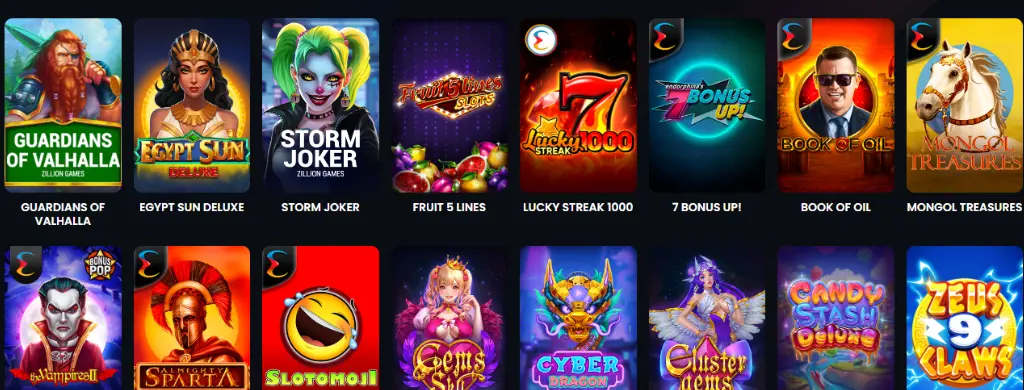 Επιλογή από online φρουτάκια του Slot Bunny Casino. 