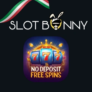 Logo di SlotBunny Casino sopra una grafica con la scritta "Giri Gratis Senza Deposito" e una slot machine.