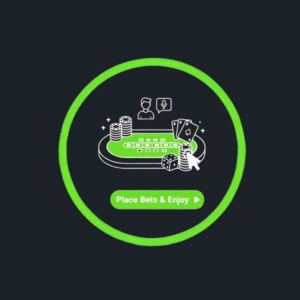 SlotBunny Casino place bets and enjoy icon featuring a casino table with cards, chips, and a player.