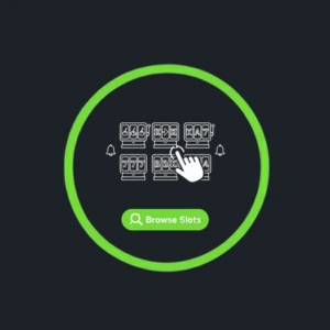 SlotBunny Casino icon showing a hand selecting slots with the 'Browse Slots' button.